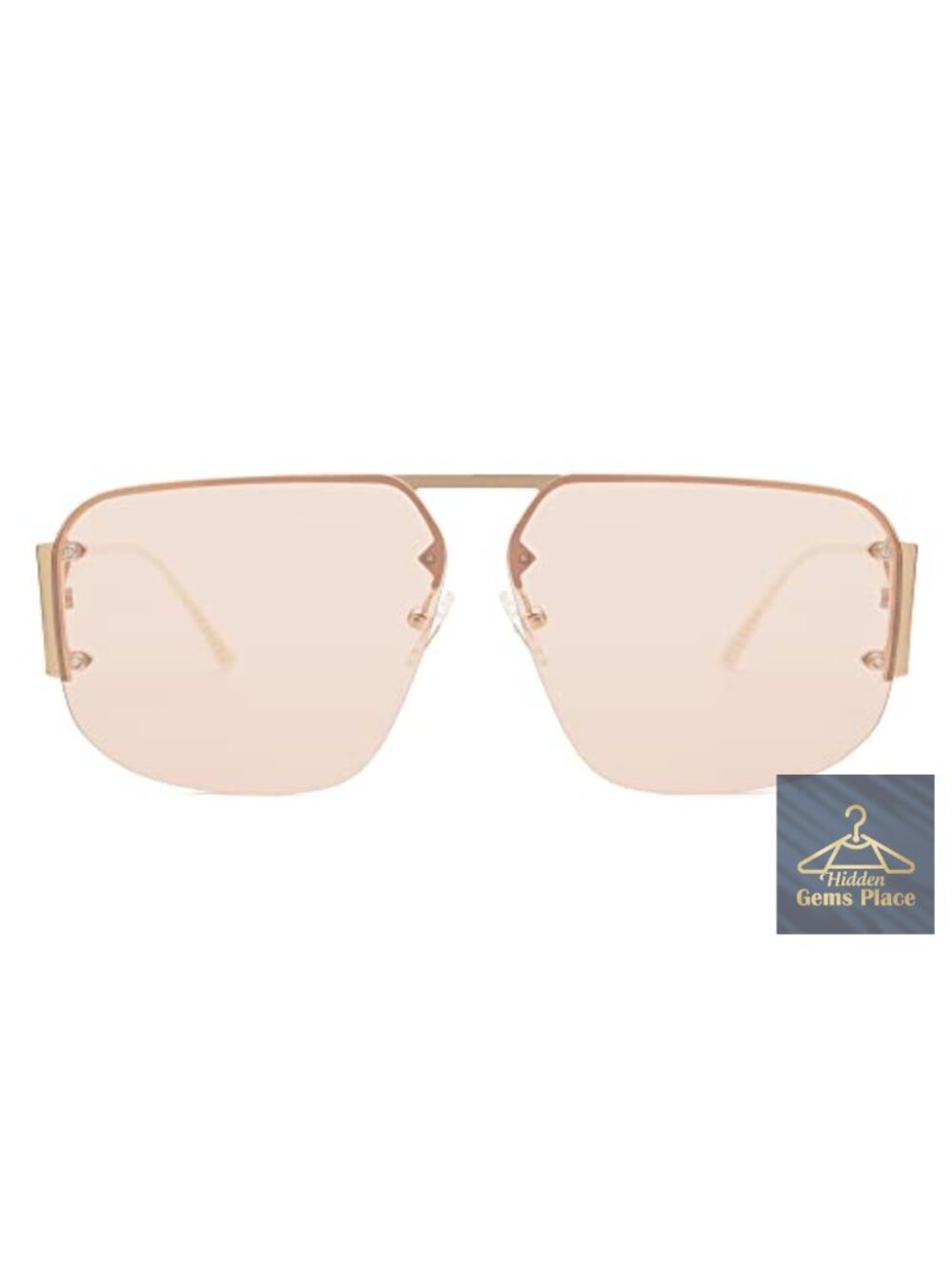 Rimless Metal Aviator Sunglasses with UV400 Protection
